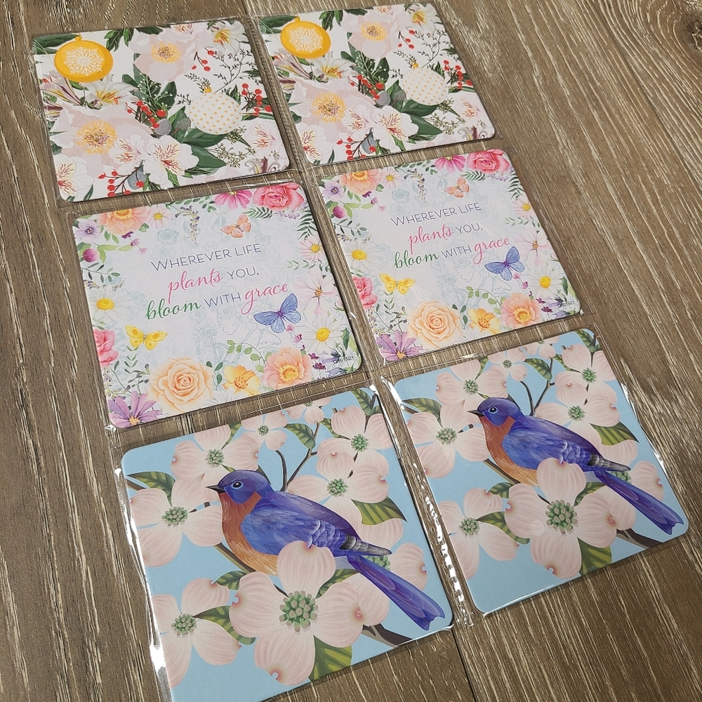 🆕️Floral and Bird Themed Coasters Set of 6 NWT